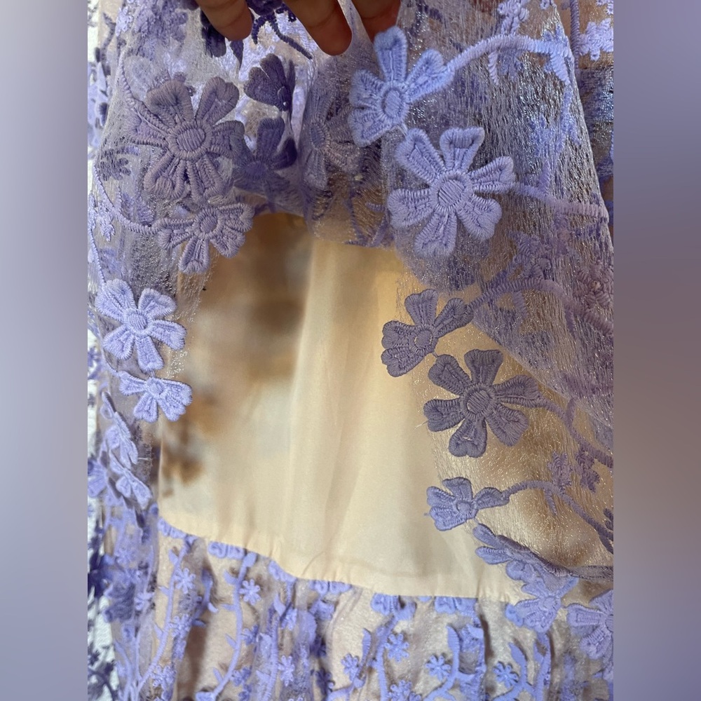 Endless Rose Lavender Floral Embroidered Tiered Lace Midi Dress - Picture 7 of 15